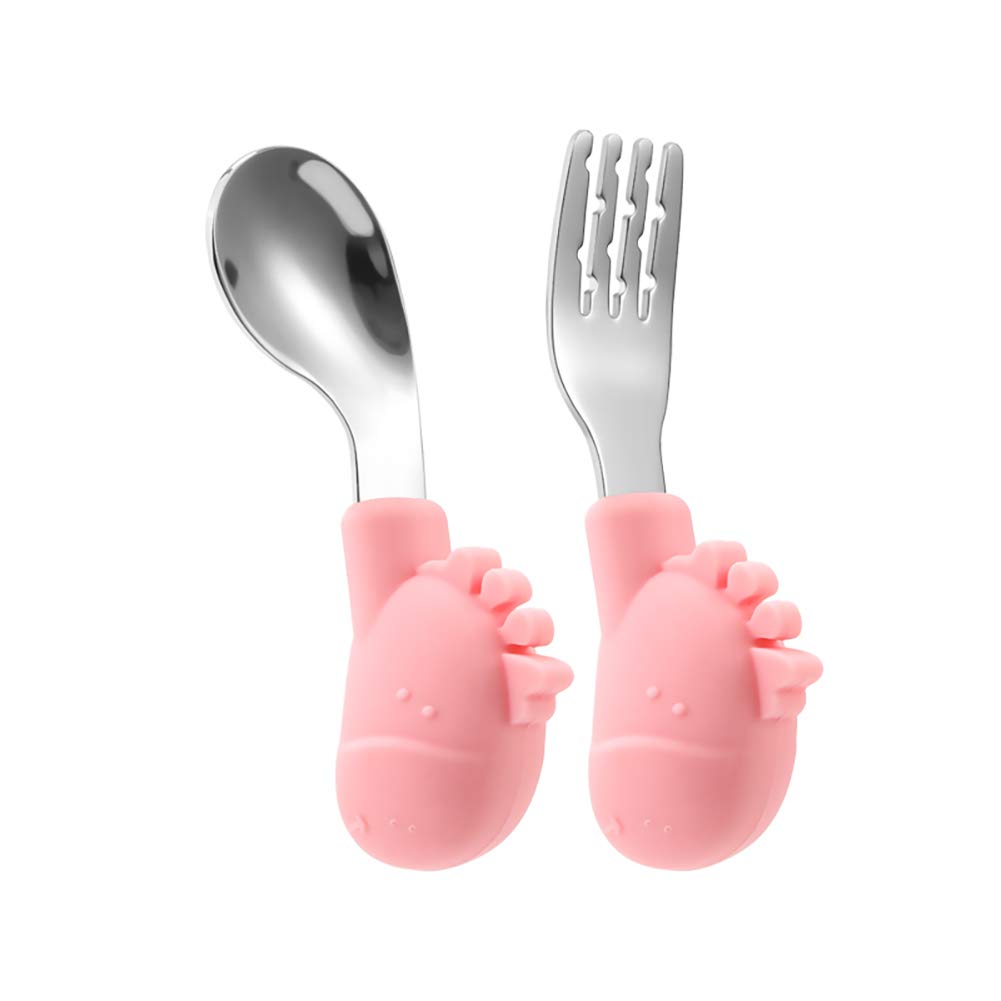 Toddler Utensils, Stainless Steel Baby Fork and Spoon with Case for 12 –  Silicocobaby