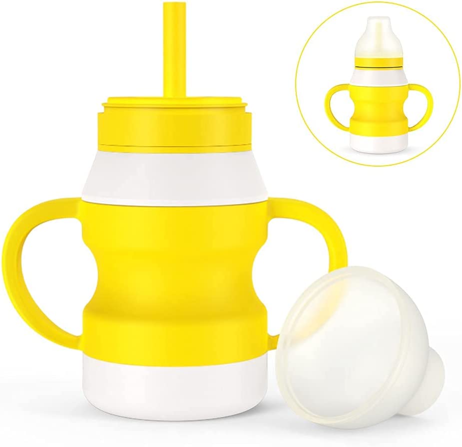Plain Color Cup Spill Proof Sippy Cup With Straw Silicone - Temu