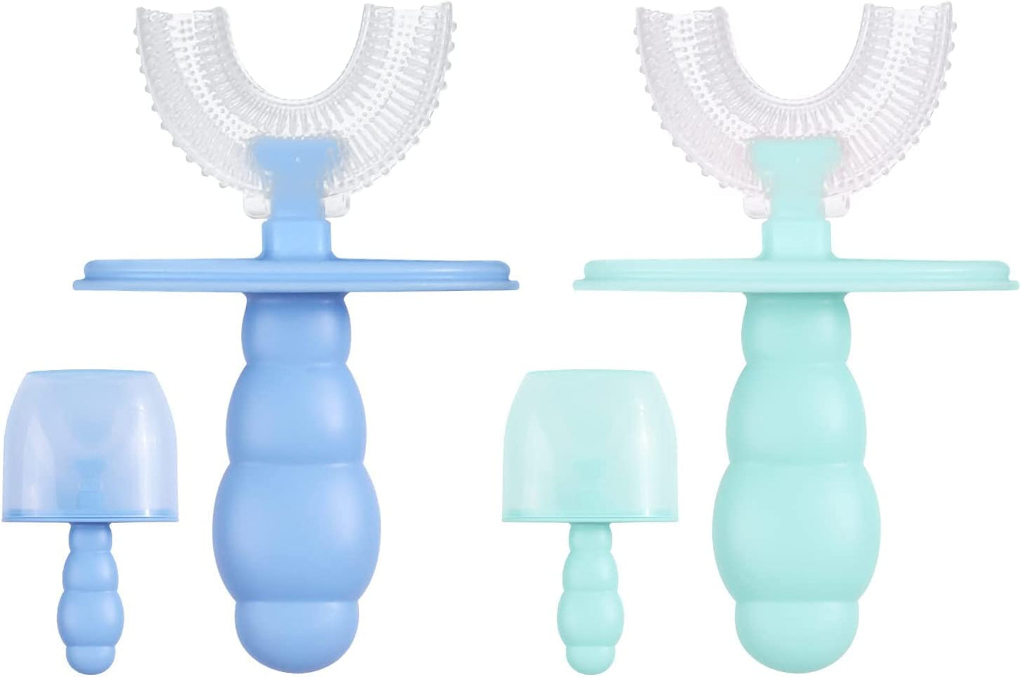 U Shaped Toothbrush Kids, Manual Toothbrush Oral Cleaning Tools Toothbrush for Baby, with Baffle to Prevent swallowing,Toddler Toothbrush for Ages 2-6 Years Old, 2Pack