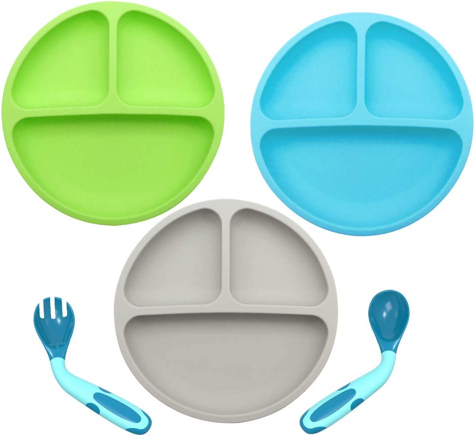Three sets of children's dinner plates