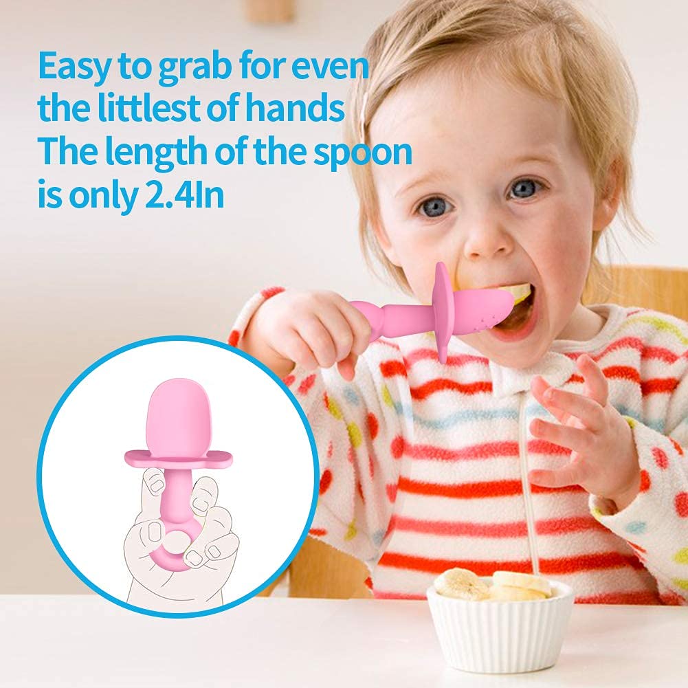 Toddler Utensils, Infant Spoon Fork Set for Self-Feeding, Baby Led Weaning  Utensils, First Stage Weaning for 6 Months+, BPA Free Baby Silicone