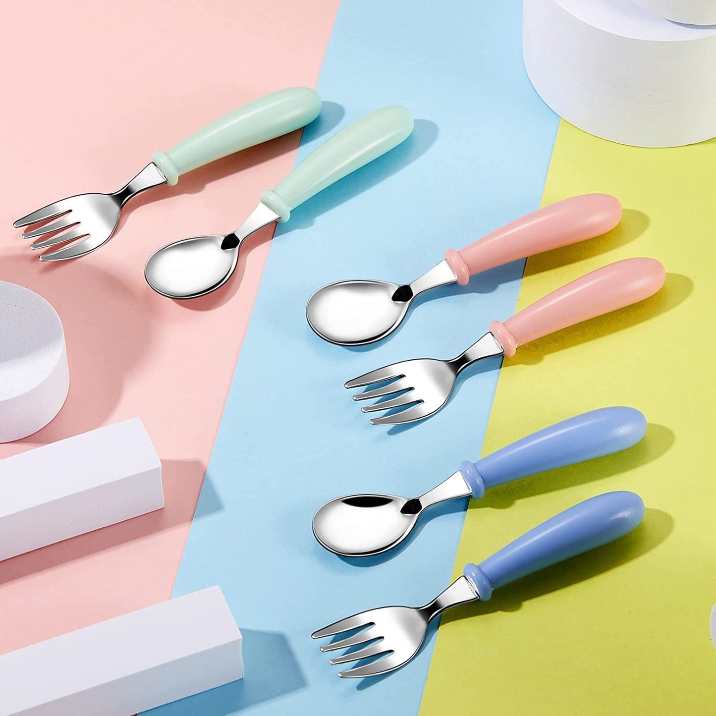 Toddler Utensils - Stainless Steel Forks and Spoons - Silverware Set K –  Silicocobaby