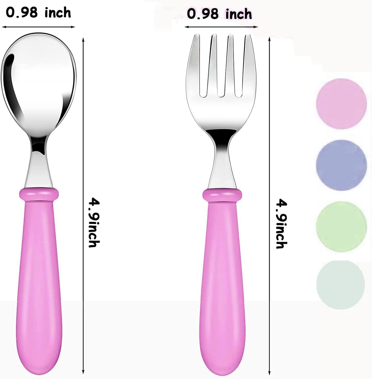 Chillout Life Toddler Utensils, Kids Silverware with Silicone Handle, Stainless Steel Metal Toddler Forks and Spoons Safe Baby Cutlery Set for Self