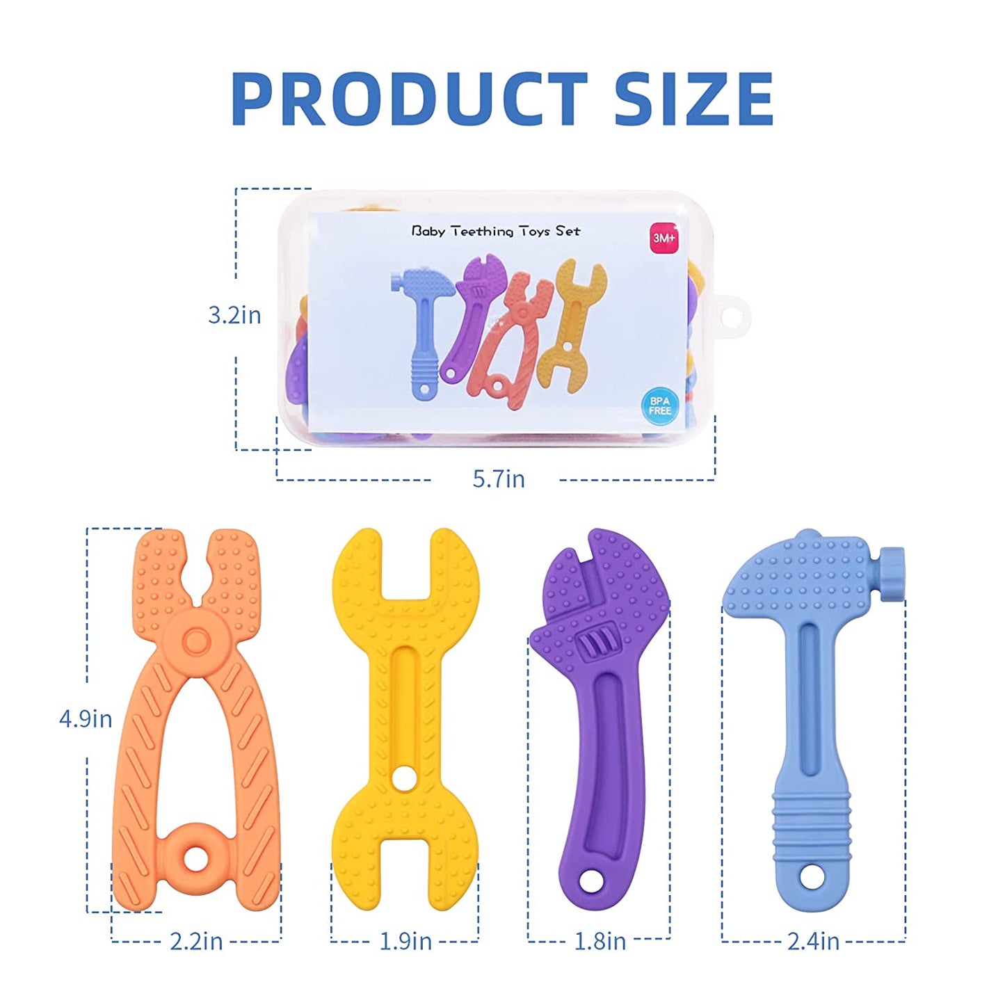 Teething Toys for Babies, Infant Baby Toys 6 - 12+ Month - Silicone Teething Toys for Babies 6-12 Months, Baby Gifts for Boys and Girls Teething Chew, 4 Pack